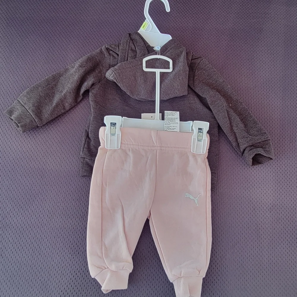 Puma Kids' Charcoal and Light Pink Tracksuit - Picture 2 of 3